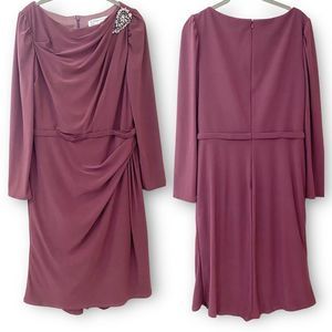 Ieena for Mac Duggal Rhinestone Shoulder Midi Dress - US 10